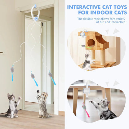 Cats Toy Interactive for Indoor Cats Automatic Electric Flying Bird Feather Mouse Toy - Best Kitten & Adult Cat Enrichment Mouse Cat Toy Hanging Electric Kitty Toys for Bored Cats