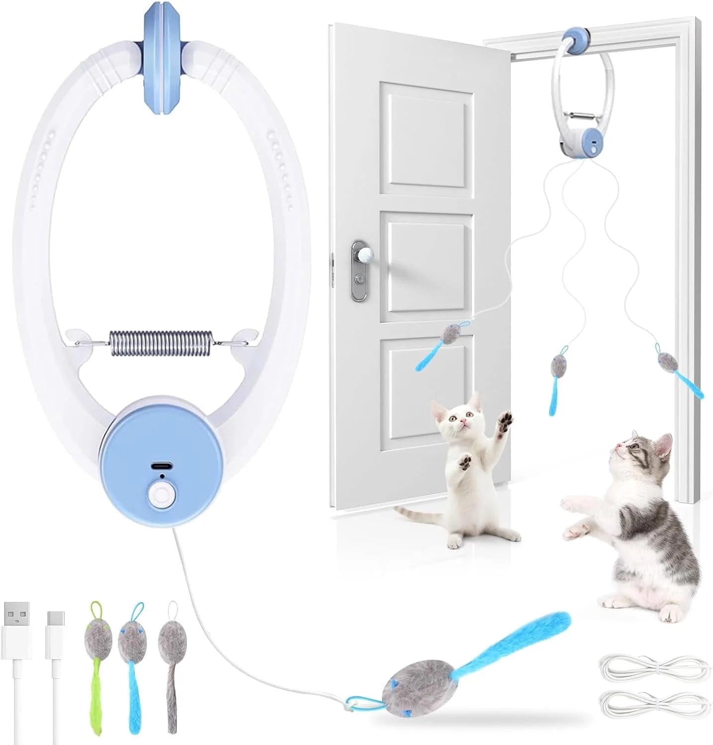 Cats Toy Interactive for Indoor Cats Automatic Electric Flying Bird Feather Mouse Toy - Best Kitten & Adult Cat Enrichment Mouse Cat Toy Hanging Electric Kitty Toys for Bored Cats