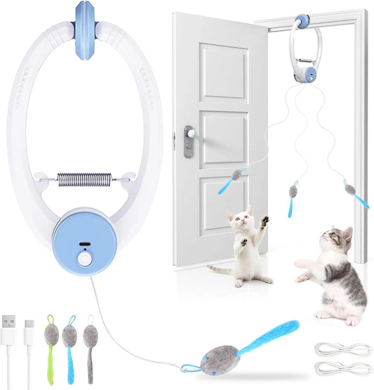 Cats Toy Interactive for Indoor Cats Automatic Electric Flying Bird Feather Mouse Toy - Best Kitten & Adult Cat Enrichment Mouse Cat Toy Hanging Electric Kitty Toys for Bored Cats