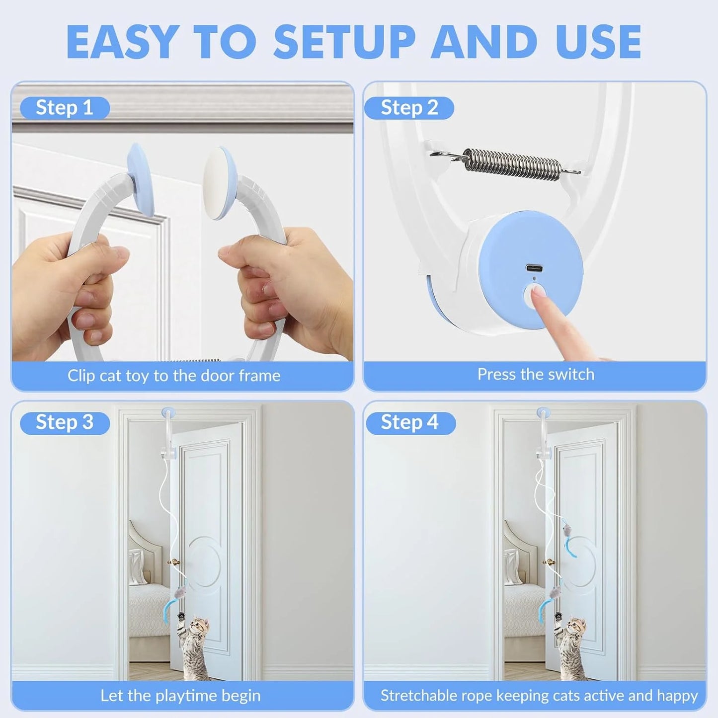 Cats Toy Interactive for Indoor Cats Automatic Electric Flying Bird Feather Mouse Toy - Best Kitten & Adult Cat Enrichment Mouse Cat Toy Hanging Electric Kitty Toys for Bored Cats